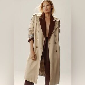 Anthropologie Dolan Mixed Plaid Trench Coat